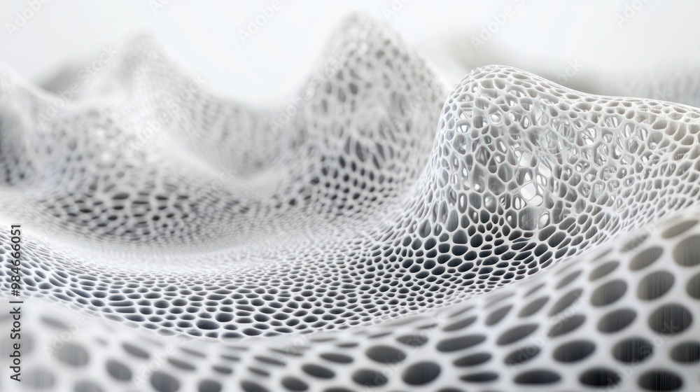 Poster abstract, textured surface with a network of black and white patterns resembling organic forms.