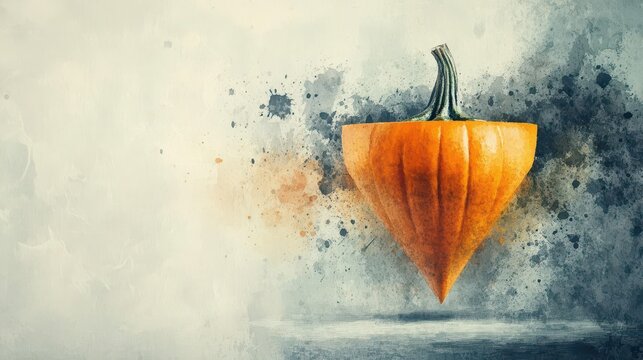 Pumpkin in front of a marketing funnel chart, professional business backdrop, Watercolor style - Powered by Adobe