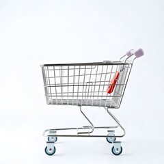 Empty shopping cart on a plain background