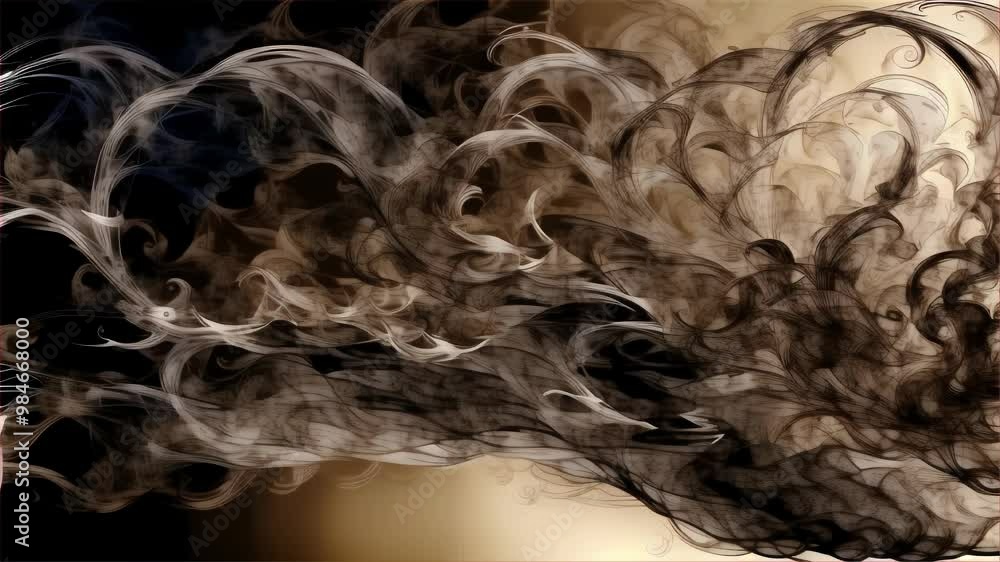 Poster abstract motion graphics background of smoke in brown, white, and black colors.. ai generation