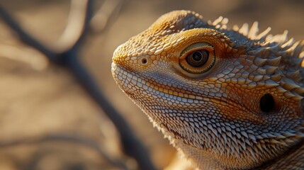 Fototapeta premium A close-up of a bearded dragon showcasing its textured skin and unique features.