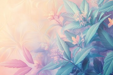 Vibrant foliage bathed in soft pastel hues showcases the beauty of nature during a serene twilight moment
