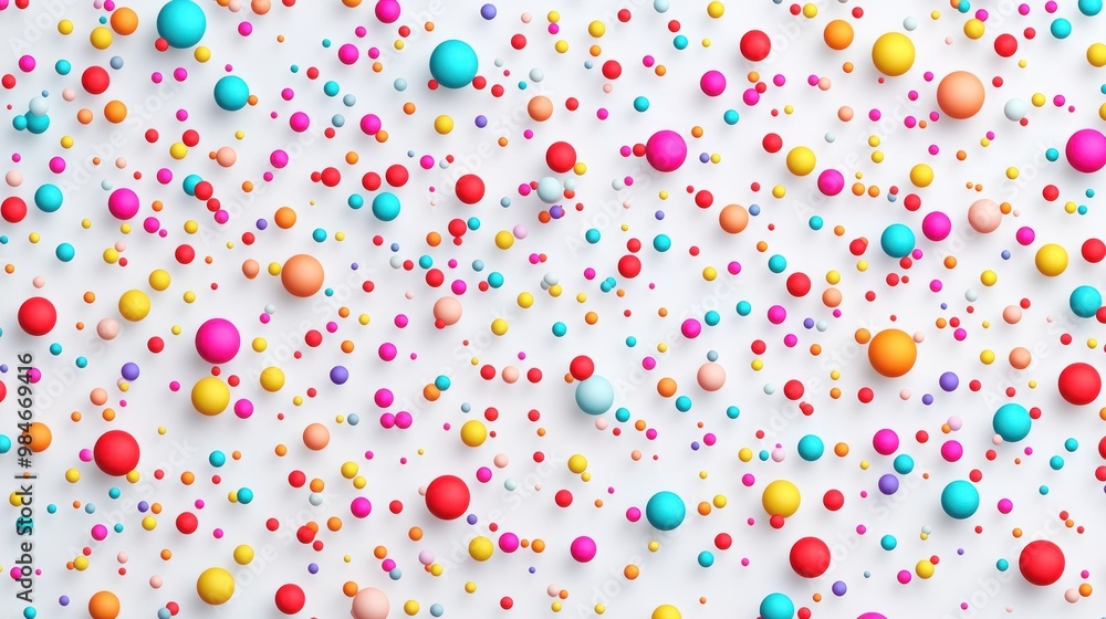 Aufkleber a colorful array of spheres scattered on a white background, creating a vibrant visual effect.