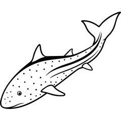 Elegant Whale Shark in Black Spot Vector Art