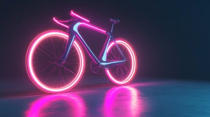 Fototapeta premium A futuristic bicycle with neon lighting, showcasing design and innovation.