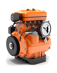 Innovative electric engine design showcased in a hyper-realistic presentation on a pure white background