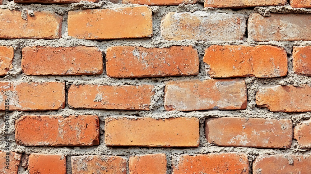 Aufkleber a close-up view of a brick wall with a rough texture and a rustic appearance.