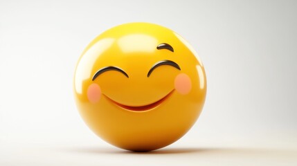 A cheerful, smiling emoji with a glossy finish, conveying happiness and positivity.
