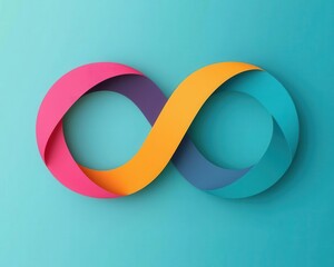 Abstract infinity loop with business icons flowing through it, efficiency, continuous business improvement