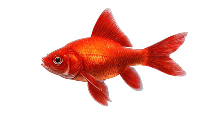 Fototapeta premium Goldfish swimming on a white isolate background