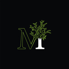Letter M With Leaf Logo. Green leaf logo icon vector design.