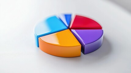 Obraz premium A colorful pie chart and bar graph on a clean white background, symbolizing marketing data analysis and strategy building