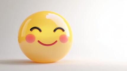 Fototapeta premium A cheerful yellow smiley face with rosy cheeks, conveying happiness and positivity.