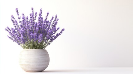 A serene arrangement of lavender flowers in a minimalist vase.