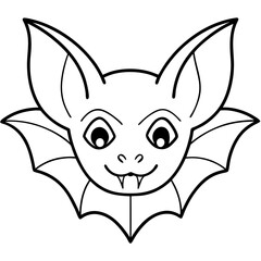 Close-Up Vector of a Bat's Face Pointy Ears and Large Eyes