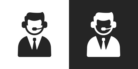 Customer support service sign black and white icon vector design