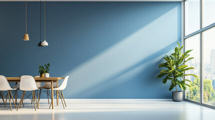Decorative blue room, blue sofa and frame decoration, Light blue living room_hyperrealistic.