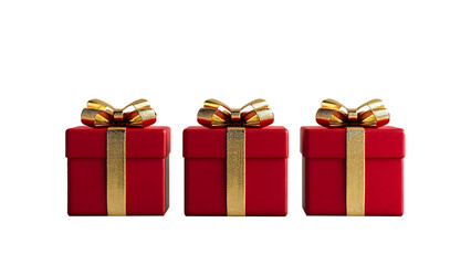 Obraz premium A red gift box with a gold ribbon bow. Isolated on transparent background.