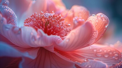 Close-up of a pink flower with water droplets