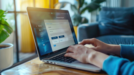 A close-up of a laptop screen displaying the Social Security online portal, with a person entering login information, highlighting the convenience of accessing benefits online