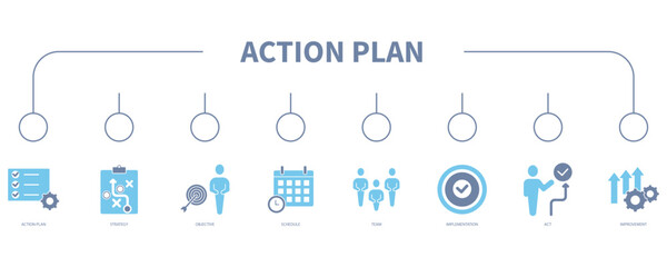 Action plan banner web icon vector illustration concept