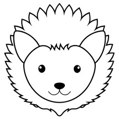 Minimalist Line Art Hedgehog Face Vector
