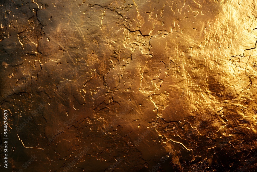 Poster textured golden surface with intricate patterns and cracks
