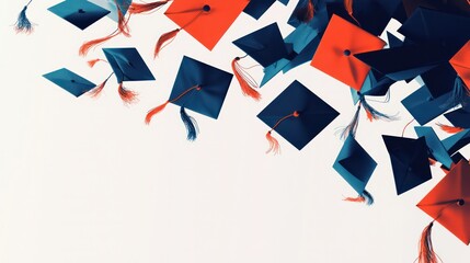 Obraz premium Geometric patterns forming the shape of a graduation ceremony, abstract shapes symbolizing success and education