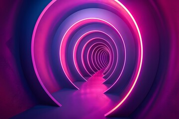 Obraz premium Mesmerizing Neon Tunnel with Spiraling Lights