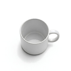 White ceramic mug on white background