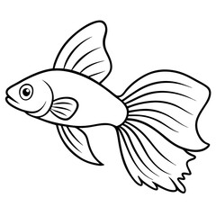 Elegant Guppy Fish with Flowing Tail Fins - Vector Art