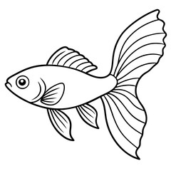 Elegant Guppy Fish with Flowing Tail Fins - Vector Art