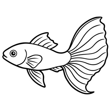 recommend clip art: Elegant Guppy Fish with Flowing Tail Fins - Vector Art