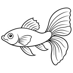 Elegant Guppy Fish with Flowing Tail Fins - Vector Art