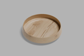 Wooden Plate isolated on gray background