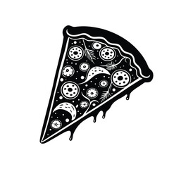 Pizza silhouette vector on white background