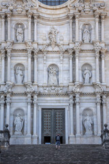 Obraz premium Staircase and main facade, Cathedral of Santa Maria de Gerona, Girona, Catalonia, Spain