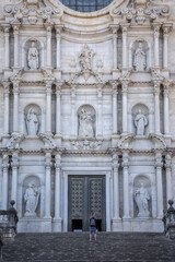 Staircase and main facade, Cathedral of Santa Maria de Gerona, Girona, Catalonia, Spain