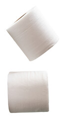 Side view set of white tissue paper rolls isolated with clipping path in png file format