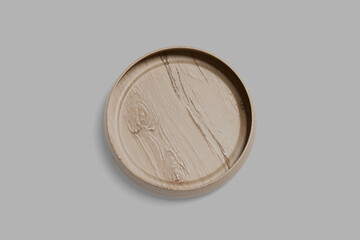 Wooden Plate isolated on gray background