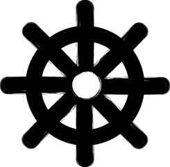 Wheel Dharma. Symbol birth and death, process attaining enlightenment. Dharmachakra. Wheel with eight spokes. Eightfold path.