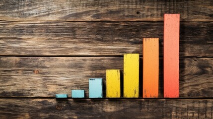 Financial Growth Concept with Colorful Bar Graph on Business Document, Flat Lay View