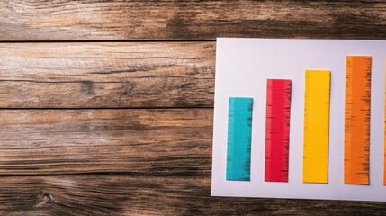 Financial Growth Concept with Colorful Bar Graph on Business Document, Flat Lay View