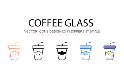 Coffee Glass icon design with white background stock illustration