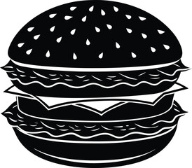 Burger silhouette vector on white background 