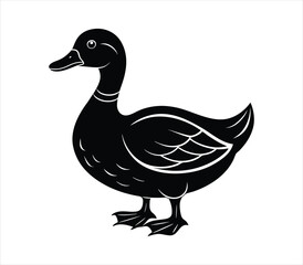 Duck silhouette vector on white background