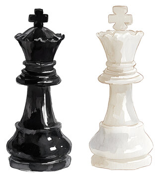 Watercolor style elements of chess