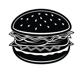 Burger silhouette vector on white background 