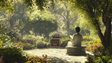 Tranquil Garden Sanctuary: A Peaceful Oasis of Nature's Embrace