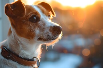 A Serene Moment: Dog Gazing at a Sunset